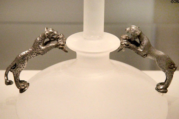 Silver panther & leopard handles (early 5thC) of Traprain treasure hoard Roman bribe to keep Scots from attacking England at National Museum of Scotland. Edinburgh, Scotland.