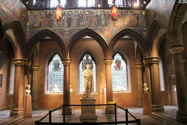 Main hall with processional frieze by William Hole in at National Portrait Gallery of Scotland. Edinburgh, Scotland.
