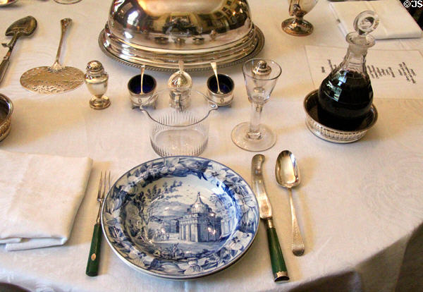 Table place setting in dining room at Georgian House museum. Edinburgh, Scotland.