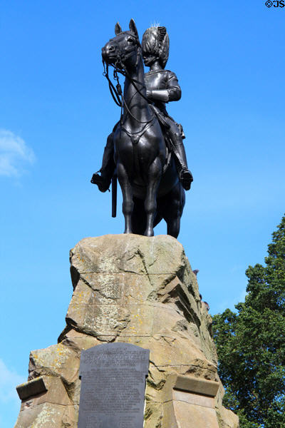 Royal Scots Greys Monument (1906) by William Birnie Rhind in Princes Street Gardens. Edinburgh, Scotland.