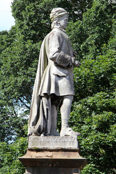 Allan Ramsay Monument (1850) by Sir John Steell in Princes Street Gardens. Edinburgh, Scotland.