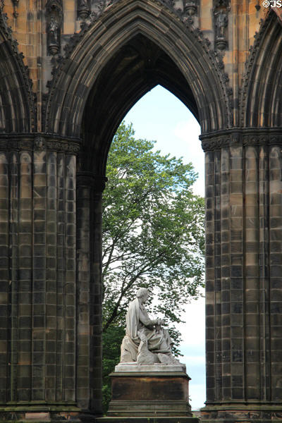 Sir Walter Scott statue (1846) by Sir John Steell at Scott Monument. Edinburgh, Scotland.