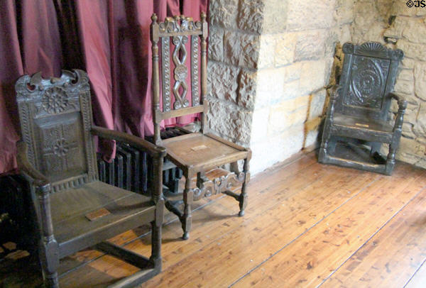 Collection of Scottish oak chairs (17thC) at Provand's Lordship. Glasgow, Scotland.