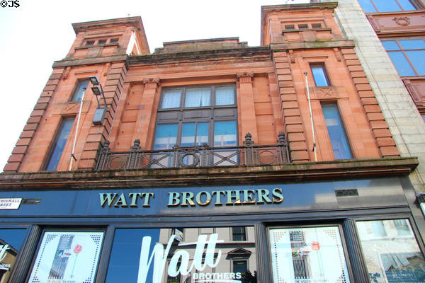 Watt Brothers Building (Sauchiehall St.) which hosts one of four of Miss Cranston's Willow Tea Rooms on 3rd floor with interior created by Charles Rennie Mackintosh. Glasgow, Scotland.