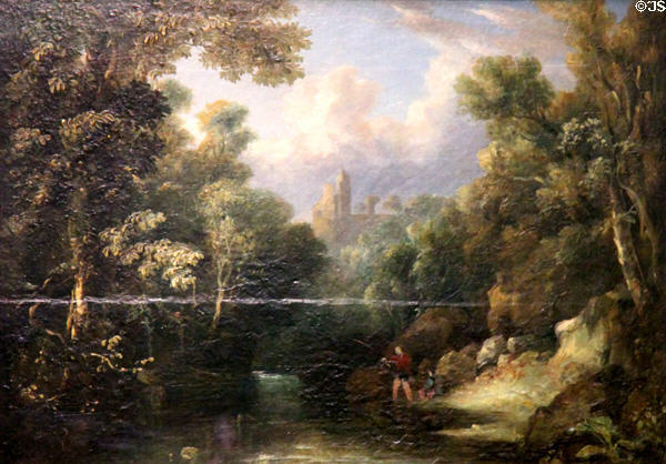 Rosslyn Castle from the Glen painting (1830) by Rev. John Thomson of Duddingston at Hunterian Art Gallery. Glasgow, Scotland.