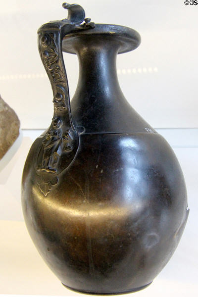 Roman bronze jug (1st-2ndC) found in a river south of Glasgow at Hunterian Museum. Glasgow, Scotland.