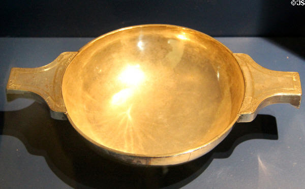 Scottish silver Quaich (c late 17thC) drinking cup at Hunterian Museum. Glasgow, Scotland.