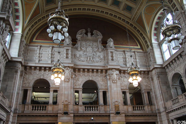 Central hall architecture at Kelvingrove Art Gallery. Glasgow, Scotland.