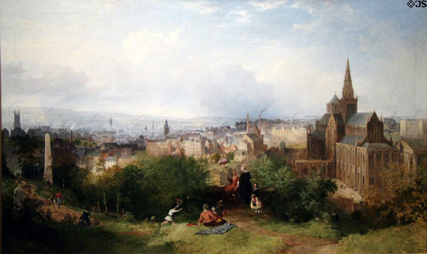 View of Glasgow & the Cathedral painting (c1840) by John Adam Plimmer Houston at Kelvingrove Art Gallery. Glasgow, Scotland.