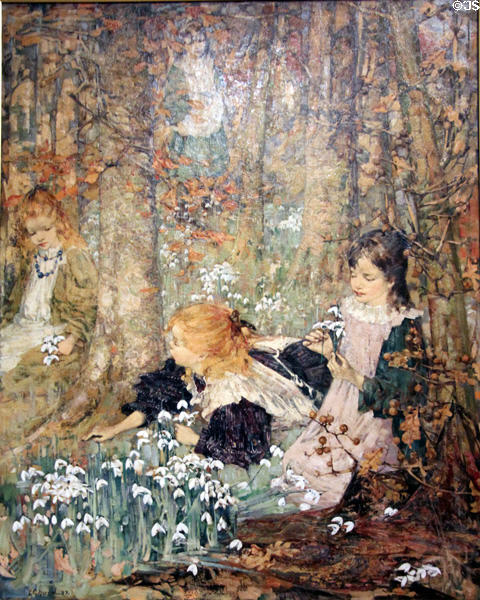 Coming of Spring painting (1899) by Edward Atkinson Hornel of Glasgow Boys at Kelvingrove Art Gallery. Glasgow, Scotland.