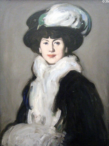 Hat with Bird - Anne Estelle Rice painting (1907) by John Duncan Fergusson of Scottish Colourists at Kelvingrove Art Gallery. Glasgow, Scotland.