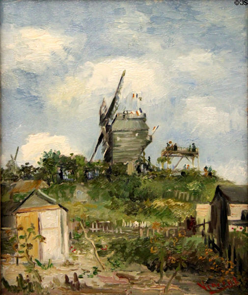 Blute-Fin Windmill, Montmartre painting (1886) by Vincent van Gogh at Kelvingrove Art Gallery. Glasgow, Scotland.