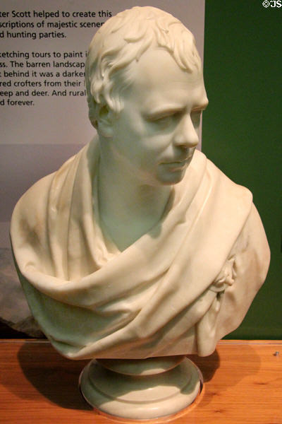 Sir Walter Scott marble bust (1841) by Francis Chantrey at Kelvingrove Art Gallery. Glasgow, Scotland.