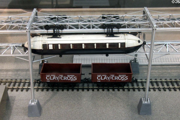 Scale model of railplane (1922) by Scottish inventor George Bennie which won award at Edinburgh Industrial Exhibition at Kelvingrove Art Gallery. Glasgow, Scotland.