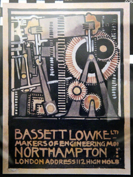 Advertising label for Bassett Lowke Ltd. (c1919) by Charles Rennie Mackintosh at The Lighthouse. Glasgow, Scotland.