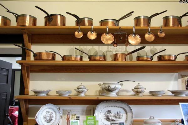 Copper pans & china pantry at Holmwood. Glasgow, Scotland.