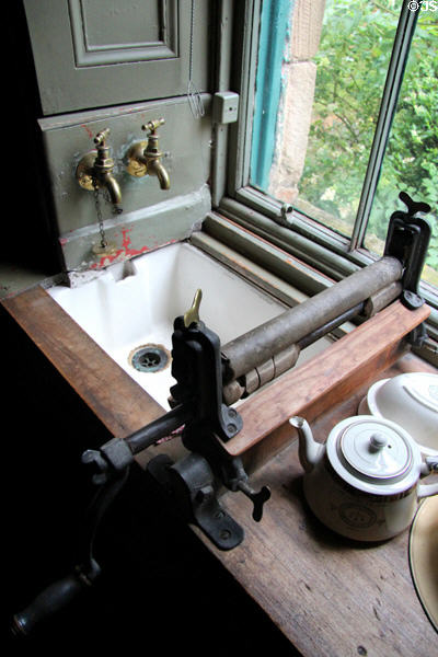 Kitchen sink with ringer at Tenement House museum. Glasgow, Scotland.