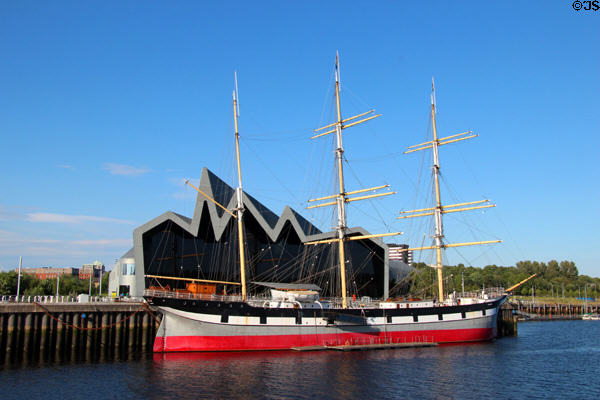 Glenlee Tall Ship, three masted barque bulk cargo carrier (1896) by Bay Yard of Glasgow at Riverside Museum on River Clyde. Glasgow, Scotland.