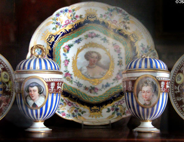 Porcelain in Blue drawing room at Culzean Castle. Maybole, Scotland.