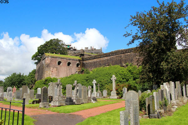Stirling Old Town Cemetery with Castle beyond. Stirling, Scotland.