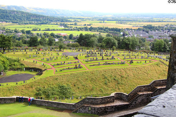Cemetery & town seen from Stirling Castle. Stirling, Scotland.