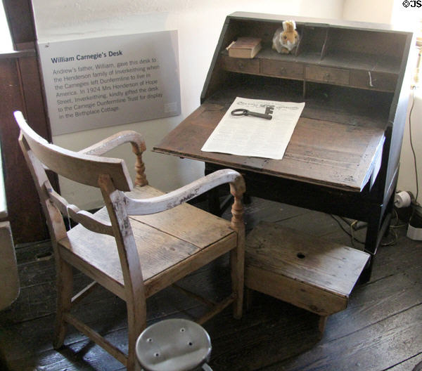 William Carnegie's desk at Andrew Carnegie Birthplace Museum. Dunfermline, Scotland.
