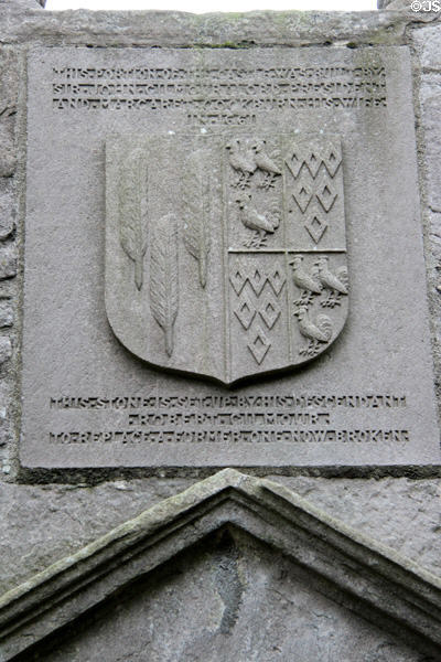 Carved crest at Craigmillar Castle. Craigmillar, Scotland.