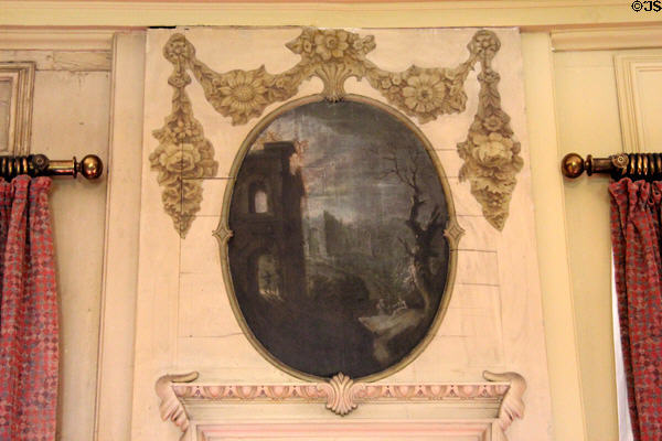 Festoon painted (1739) by James Norie in Chinese sitting room at Newhailes. Musselburgh, Scotland.