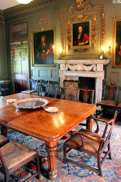 Dining room, part of the Great Apartment (1728-33) built to balance the Library Wing at the other end of Newhailes. Musselburgh, Scotland.