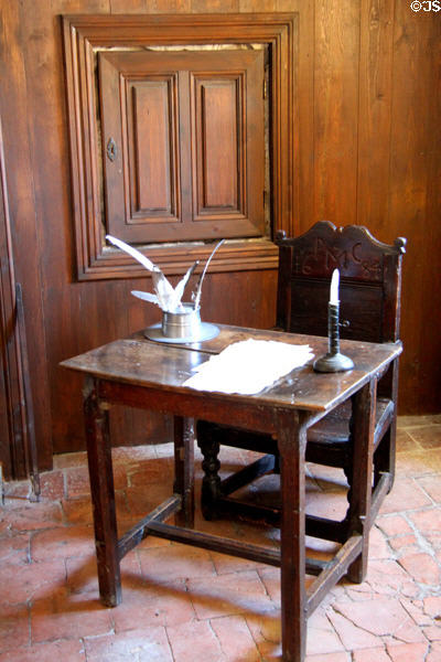 Writing table in Lairds room at Culross Palace. Culross, Scotland.