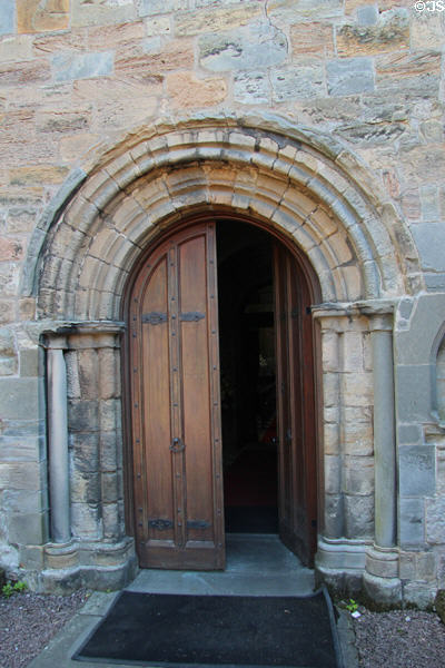 Romanesque doorway of Culross Abbey Church. Culross, Scotland.