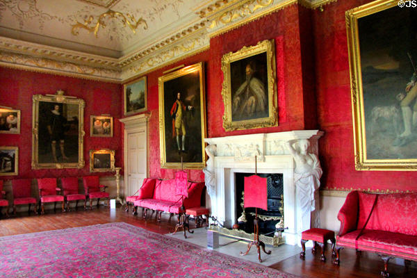 Red Drawing Room with furniture (c1766) designed & supplied for room by James Cullen at Hopetoun House. Queensferry, Scotland.