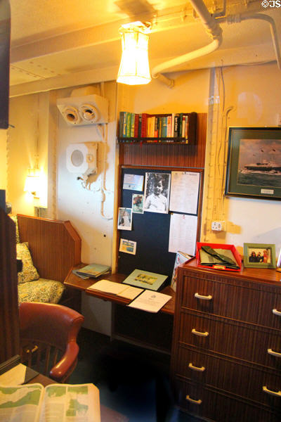 Officer quarters on Royal Yacht Britannia. Edinburgh, Scotland.