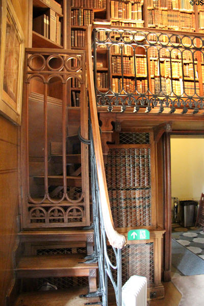 Stairs to balcony in the Study at Abbotsford House. Melrose, Scotland.