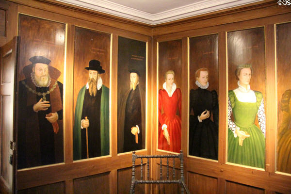 Paintings of people in life of Mary Queen of Scots at Mary Queen of Scots House. Jedburgh, Scotland.