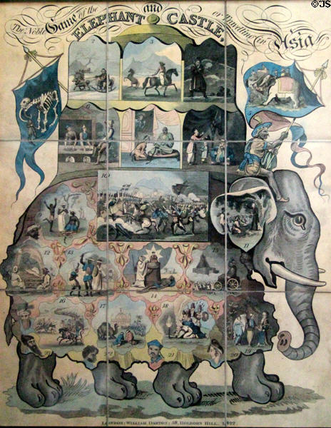 Elephant & Castle game (1822) from London at Thirlestane Castle. Scotland.