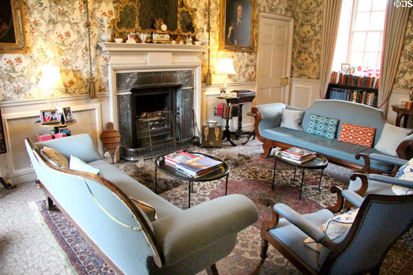 Lower drawing room in east wing at Traquair House. Scotland.