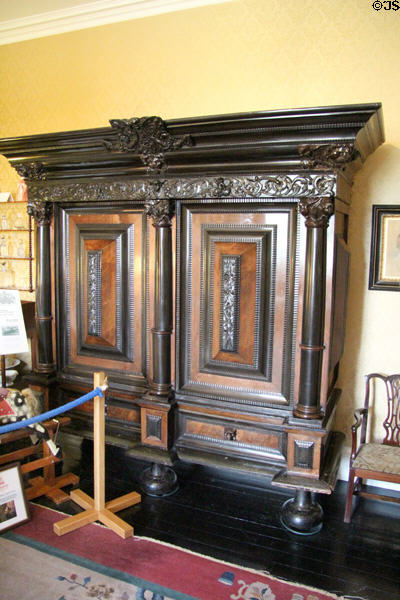 Clothes cabinet in Queen Mother's bedroom at Glamis Castle. Angus, Scotland.