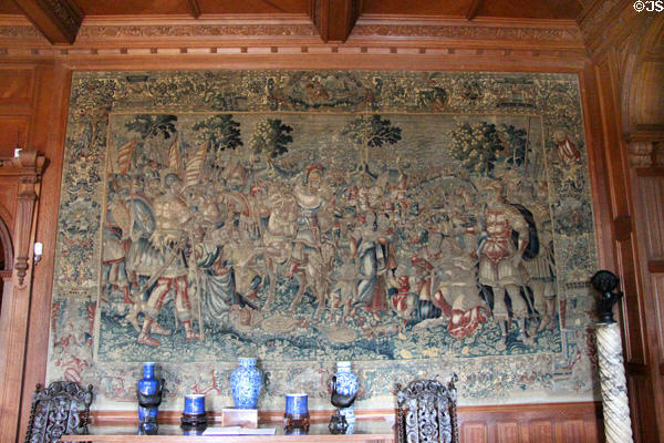 Alexander the Great Flemish tapestry (16thC) in the Hall at Hill of Tarvit Mansion. Cupar, Scotland.