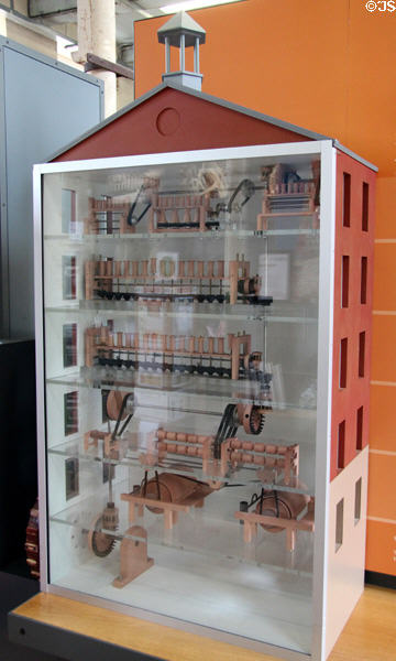 Model of Richard Arkwright factory at Stanley Mills. Stanley, Scotland.