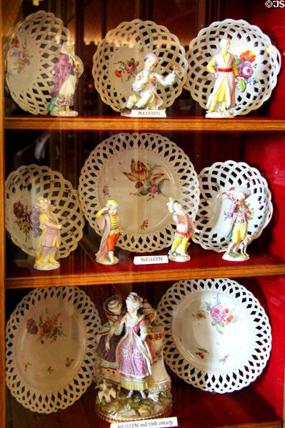 Meissen plates & figurines (mid 19thC) at Scone Palace. Perth, Scotland.