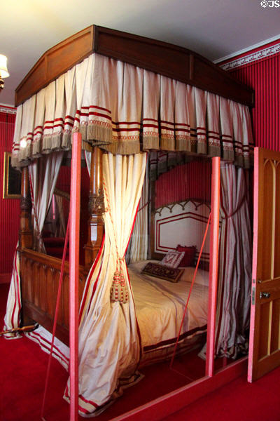 Canopy bed (1842) made for queen's visit in Queen Victoria suite at Scone Palace. Perth, Scotland.