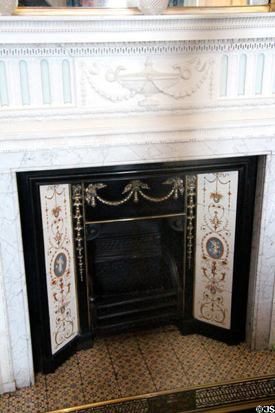 Adamesque bedroom fireplace with tile surround at Haddo House. Methlick, Scotland.