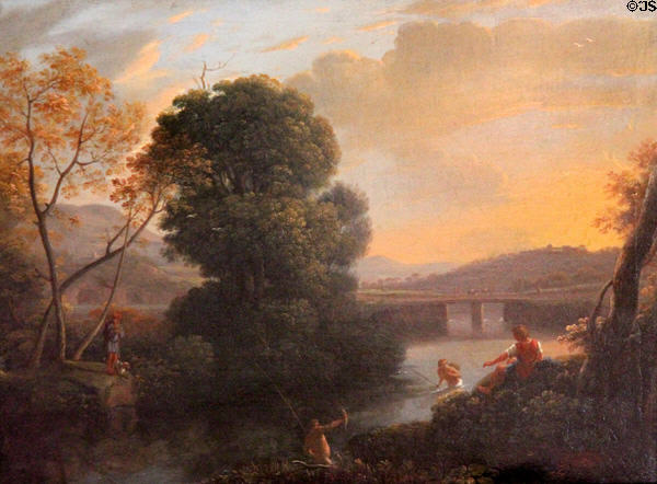 Pastoral River Landscape with Fishermen by Claude Lorrain at Haddo House. Methlick, Scotland.