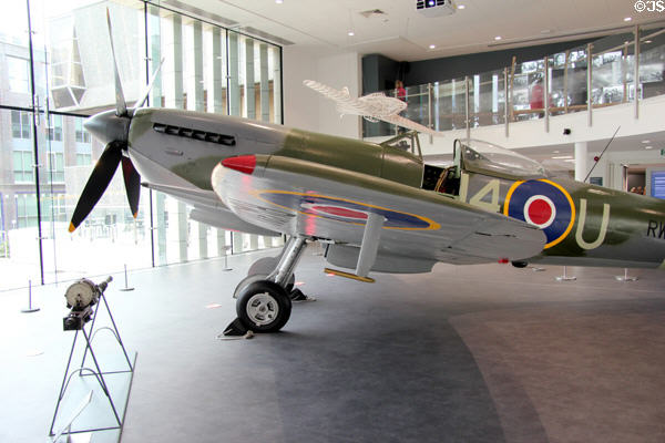 Supermarine Spitfire fighter (LF Mk XVIE) (c1945) at Potteries Museum & Art Gallery. Hanley, Stoke-on-Trent, England.
