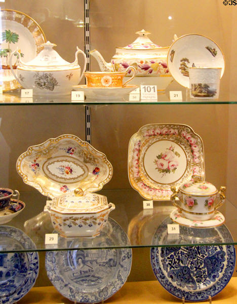 Collection of Spode ceramics at Potteries Museum & Art Gallery. Hanley, Stoke-on-Trent, England.