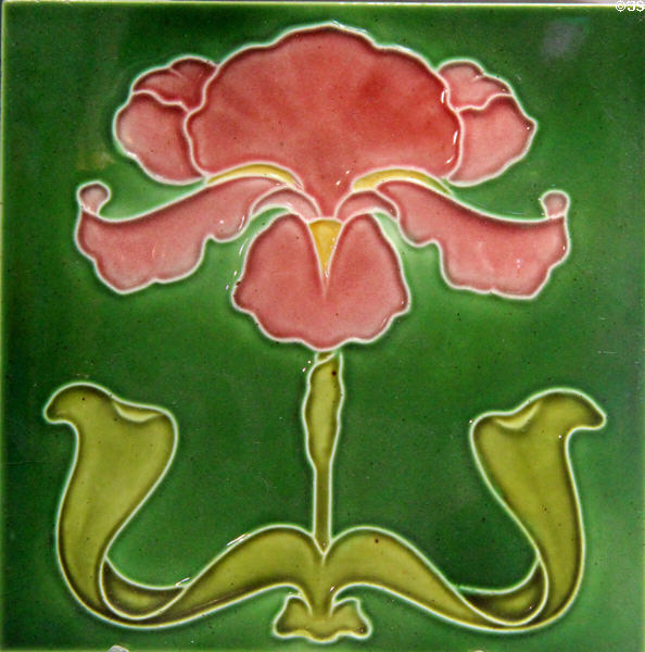 Art nouveau earthenware tile (c1900) from Staffordshire at Potteries Museum & Art Gallery. Hanley, Stoke-on-Trent, England.