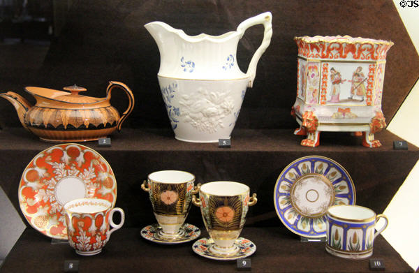 Collection of Davenport bone china (1800s) at Potteries Museum & Art Gallery. Hanley, Stoke-on-Trent, England.