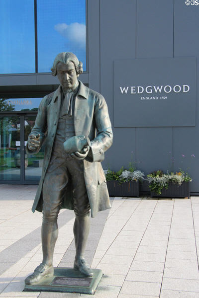 Josiah Wedgwood statue in front of Wedgwood factory. Barlaston, Stoke, England.