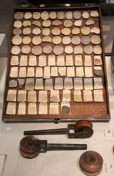 Wedgwood's experimental tray of cream-colored earthenware (c1760) at World of Wedgwood. Barlaston, Stoke, England.